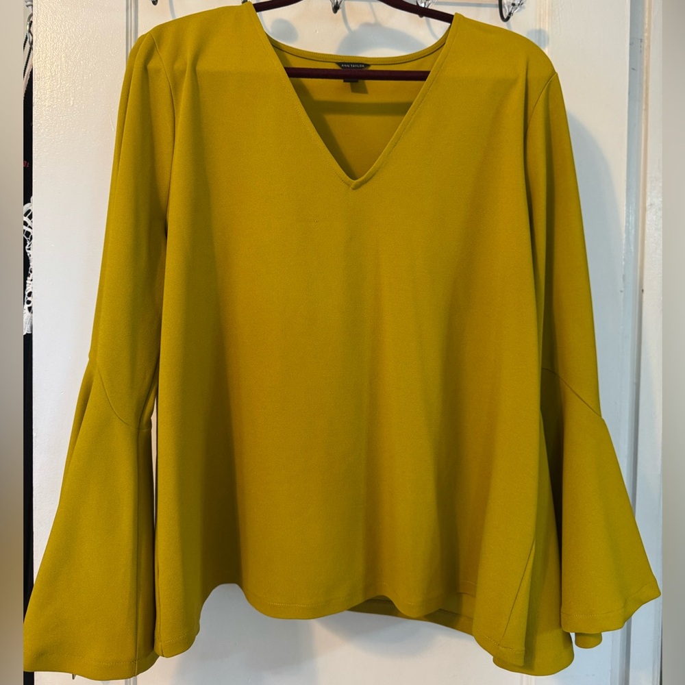 Ann Taylor Mustard V-Neck Blouse